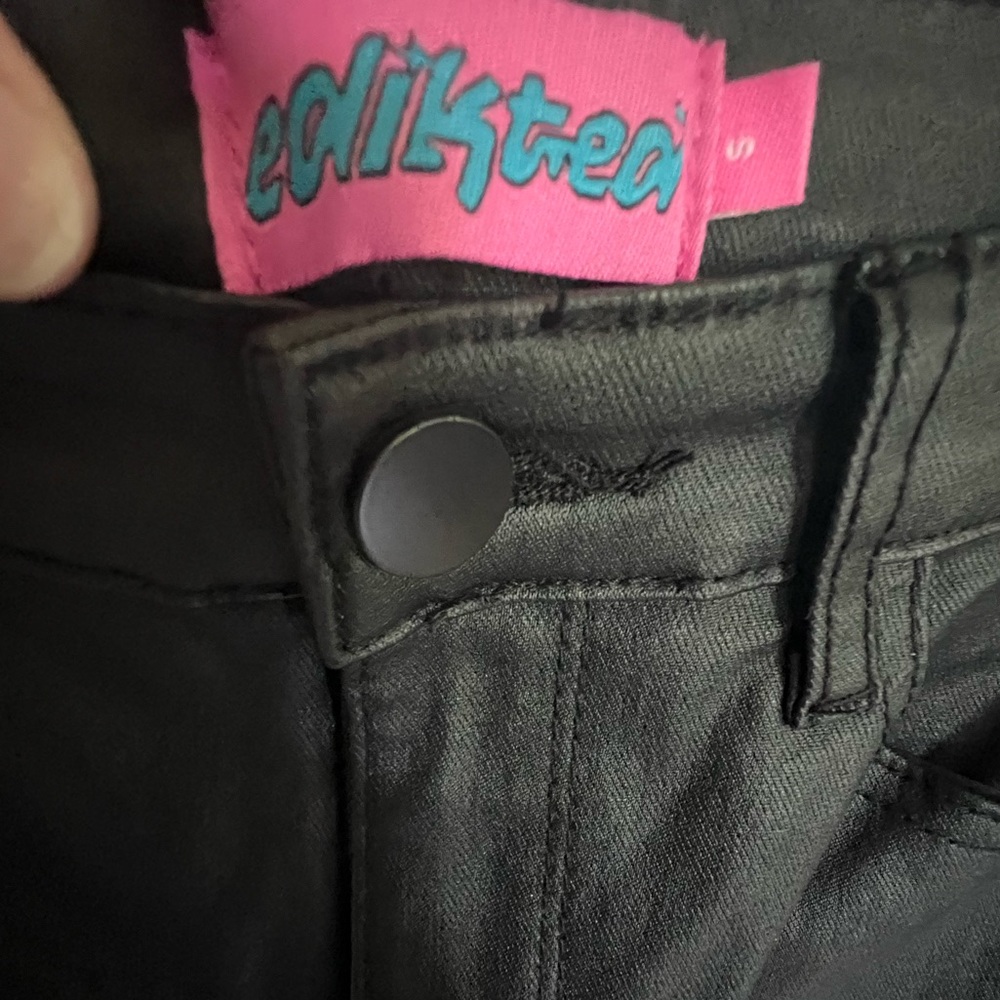 Edikted Black Flared Leather Pants